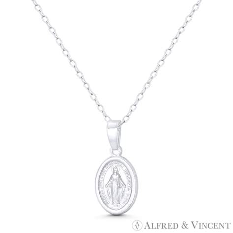 Holy Mother Mary Miraculous Medal Marian Cross 925 Sterling Silver
