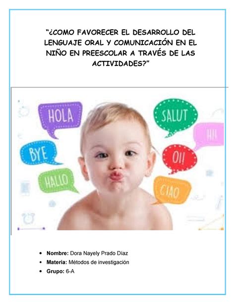 Lenguaje En El Niño Preescolar “¿como Favorecer El Desarrollo Del