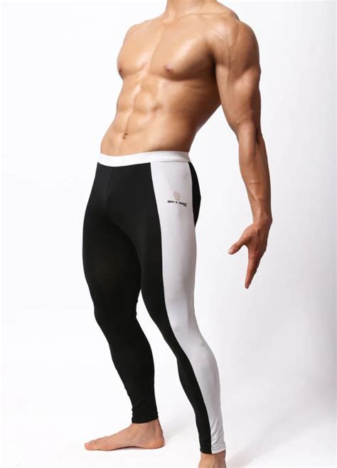 2 pcs men yoga pants elastic sports sexy gym tight fitness cycling cheap swim trunks apparel