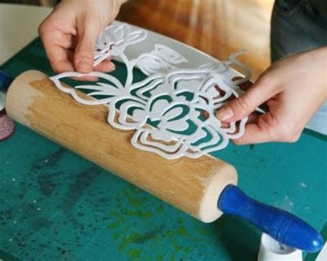 Make Stencil From Foam And Stick To Rolling Pin Ready To Print Art