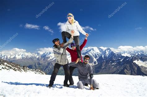 Team On Mountain Top — Stock Photo © Biletskiye 51369263