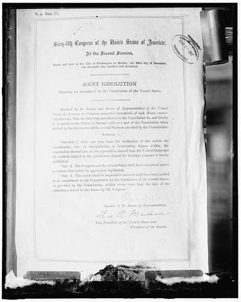 18th Amendment Of The Constitution Library Of Congress