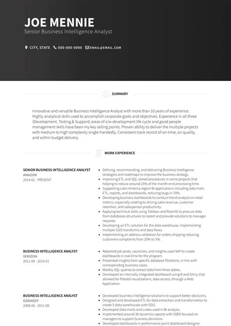 Choose your professional cv template and get started! Business Intelligence Analyst - Resume Samples and ...