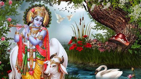 God Krishna In Nature Background Hd God Wallpapers Hd Wallpapers Id