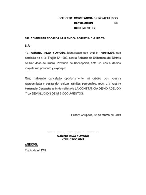 Modelo De Carta De No Adeudo En Word Noticias Modelo Images