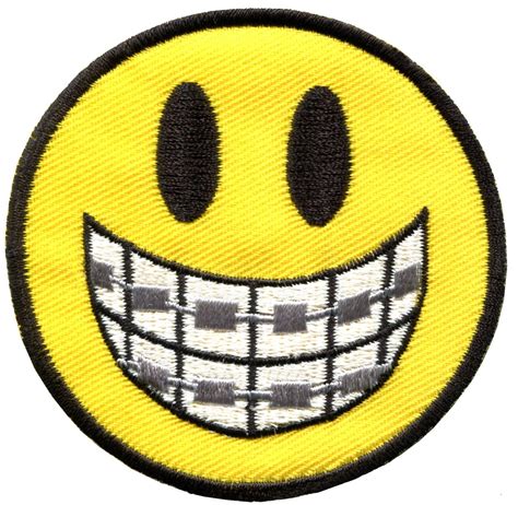 Smiley Face Smile Braces Boho 70s Retro Fun Applique Iron On Patch G 27