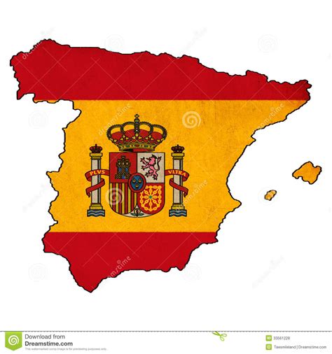 Flaga, barcelona, majorka, walencja, krajobraz, mapa hiszpańskie: Hiszpania Mapa Na Hiszpania Flaga Rysunku Ilustracji ...