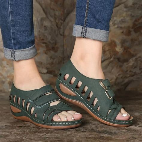 2021 Summer Women Sandals Leather Hook Handmade Ladies Shoe