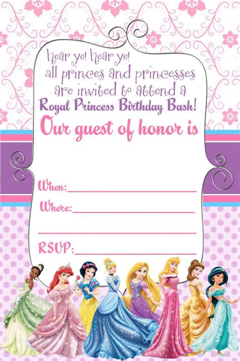 Free Printable Disney Princess Ticket Invitation Template Drevio I