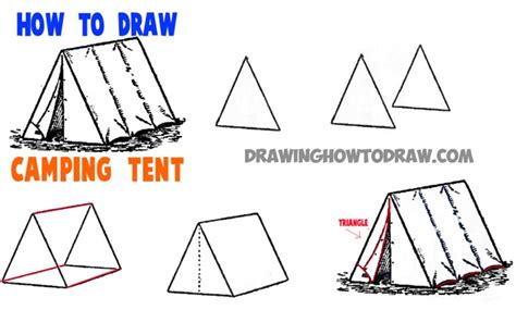 How To Draw Tents Easy Step By Step Drawing Tutorial For Camping Gear