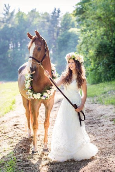 Bride With Horse Horse With Bride Bride With Flower Head Wreath