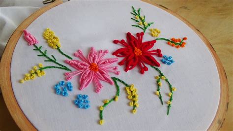 How to embroider on velvet clothes and sequined fabrics? Hand Embroidery: Bullion flower stitch - YouTube