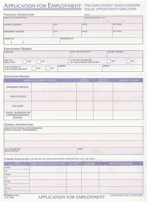 Standard Job Application With Cy Contact Form Employee Throughout Job
