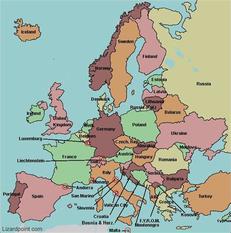 Labeled Map Of Europe Europe Map Europe Quiz Europe