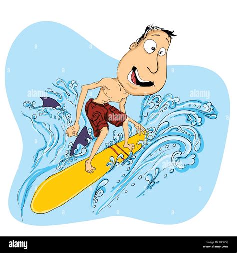 Happy Guy Playing On Surfboard Stock Vector Image And Art Alamy