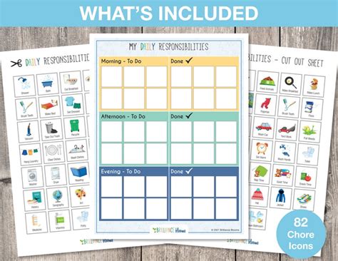 Printable Daily Responsibilities Kids Routine Chore Chart Etsy