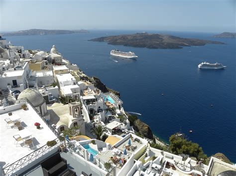 Thira Afternoon Photo From Fira In Santorini