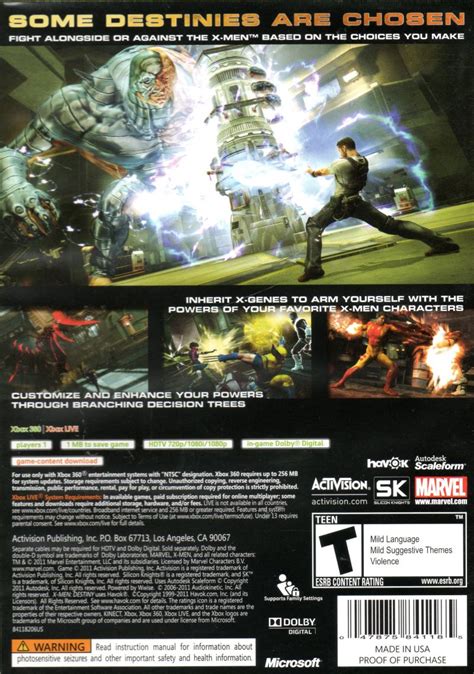X Men Destiny 2011 Xbox 360 Box Cover Art Mobygames