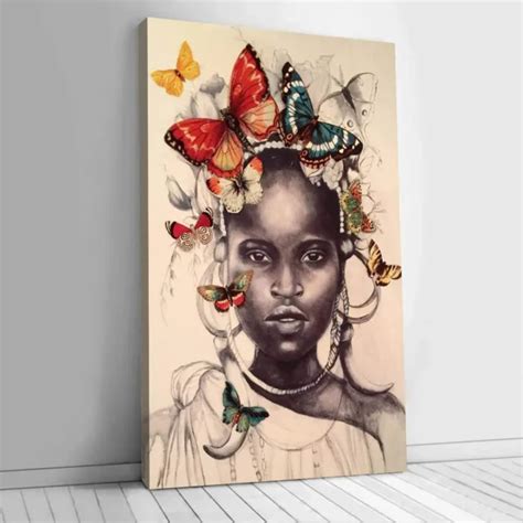 African American Art Wall Deco Canvas Artwork Black Pretty Girl Style