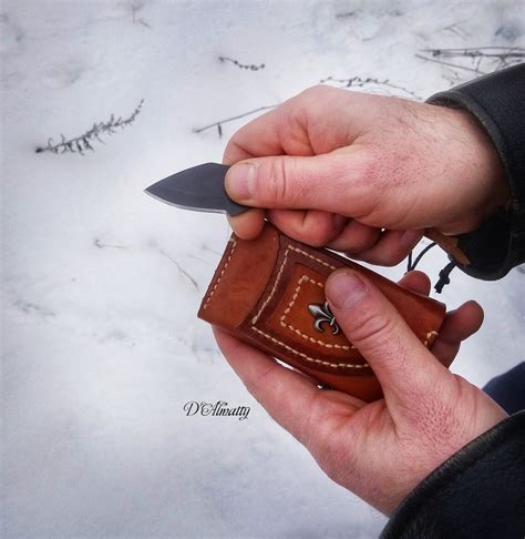 Leather Mini Wallet With Mini Knife Cardholder With Pocket Etsy