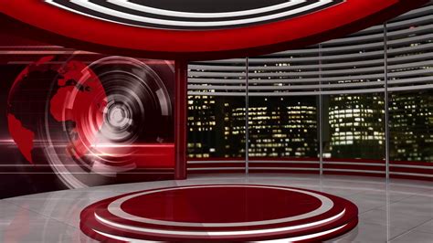 News Tv Studio Set 61 Virtual Background Loop Stock