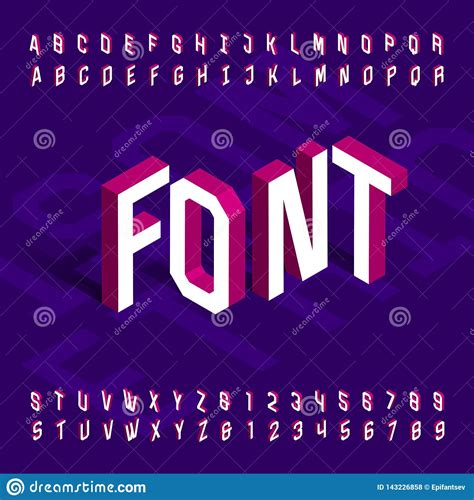 3d Isometric Alphabet Font 3d Effect Geometric Letters And Numbers