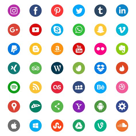 Collection Of Popular Social Media And Apps Icons Download Free