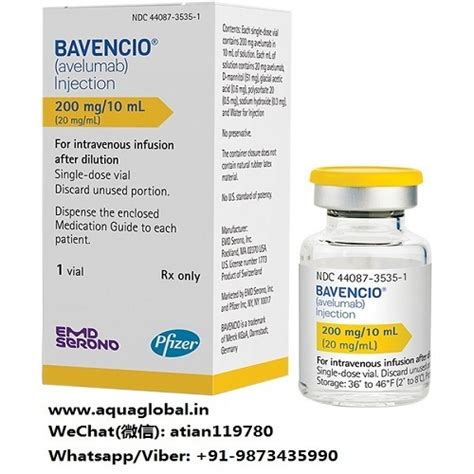 Bavencio 200 Mg Avelumab Injection 10 Ml 20mg 200mg Dosage At 450000