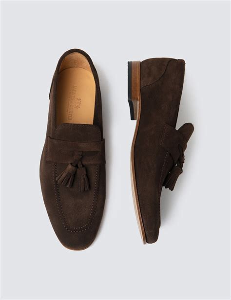 Mens Suede Tassel Loafer In Brown Hawes And Curtis Uk