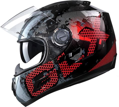 Glx Dual Visor Full Face Motorcycle Street Bike Helmet Metal Medium