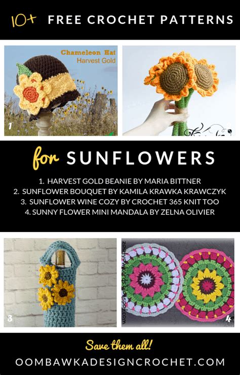 Free Sunflower Crochet Patterns Oombawka Design Crochet