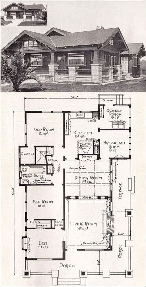 A California Craftsman Style Bungalow Home Plan1918 Home Plan By Ew