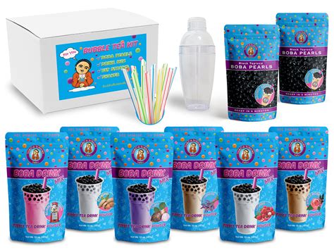 buy the original ultimate diy boba bubble tea kit 60 drinks 6 flavors boba pearls straws