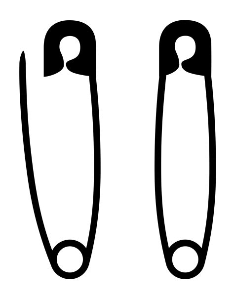 Safety Pin Stock Black Silhouette Outline Vector Illustration 513965