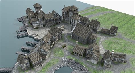 Medieval Port 3d Minecraft Medieval Village Medieval Fantasy City Map