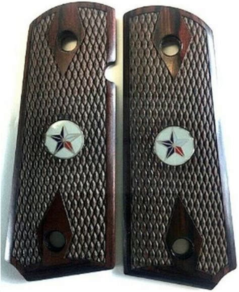 1911 Colt Full Size Double Diamond Checkered Rosewood Grips Wtexas