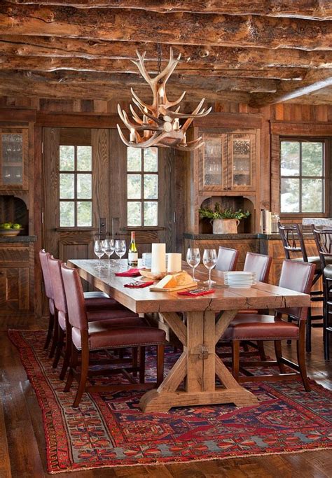 Luxurious Log Cabin In Big Sky Montana Rustic Dining Cabin Dining