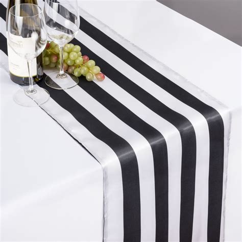 14 X 108 In Black And White Striped Satin Table Runner Striped Table