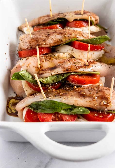 150g of fresh baby spinach. Mozzarella Stuffed Chicken with Tomato and Basil | Lemons ...