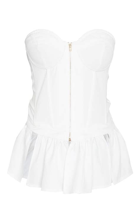 White Bandeau Binded Frill Hem Top Tops Prettylittlething