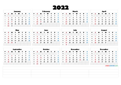 Printable 2022 Calendar With Week Numbers 6 Templates