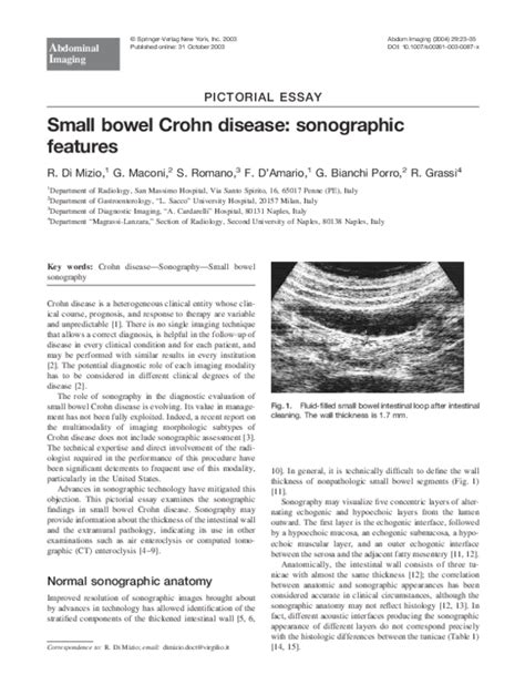 Pdf Small Bowel Crohn Disease Sonographic Features Roberto Di