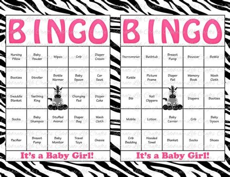100 Baby Shower Bingo Cards Diy Printable Party Baby Girl Jungle