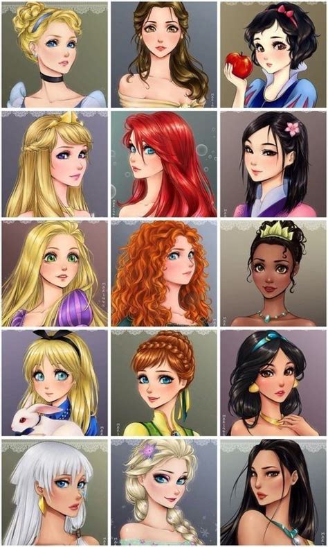Disney Princesses As Anime Characters Disney Princess Art Disney