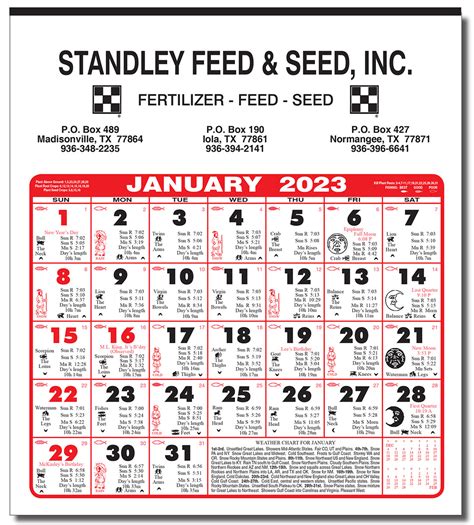 6 Sheet Monthly Almanac Calendar A9 American Calendar