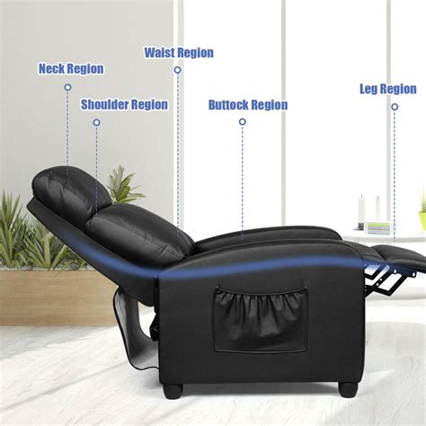 gymax recliner massage chair single sofa pu leather padded seat w footrest home chair