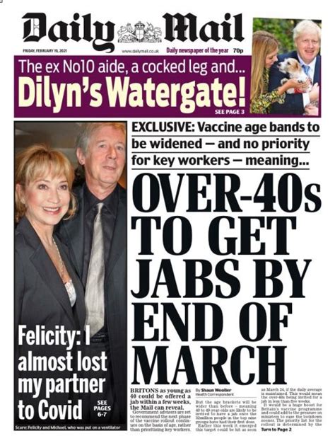 daily mail front page 19th of february 2021 tomorrow s papers today
