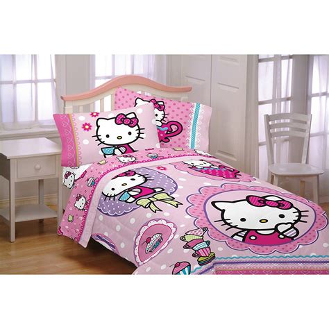 Tumble dry low setting, remove promptly, do not iron. Hello Kitty Cupcakes & Tea Girls Twin Comforter & Sheet ...