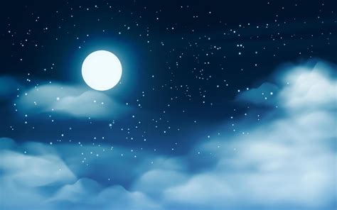 Night Sky With Full Moon And Clouds 9432551 Vector Art At Vecteezy