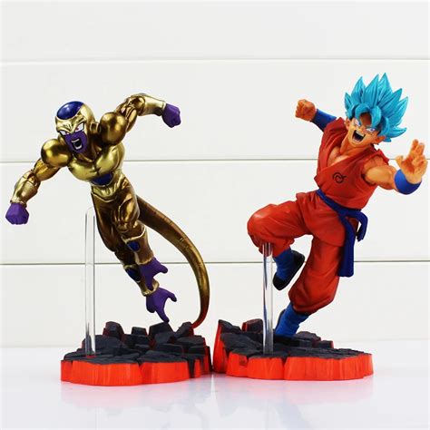 2pcs Lot 15cm Anime Dragon Ball Z Super Saiyan Son Goku Gold Freeza Pvc Action Figures